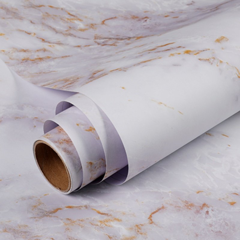 Custom Marble Design PVC Wallpaper Rolls Anti-Mould Wall Sticker Easy to Clean for Apartment Bathrooms