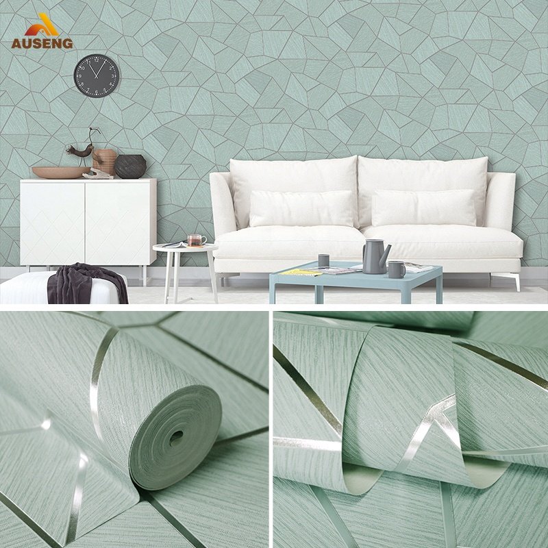 Wholesale Home Decoration Hexagon Wall Paper Hd Metallic Papier Peint Geometric Pvc Wallpaper Rolls For Living Room