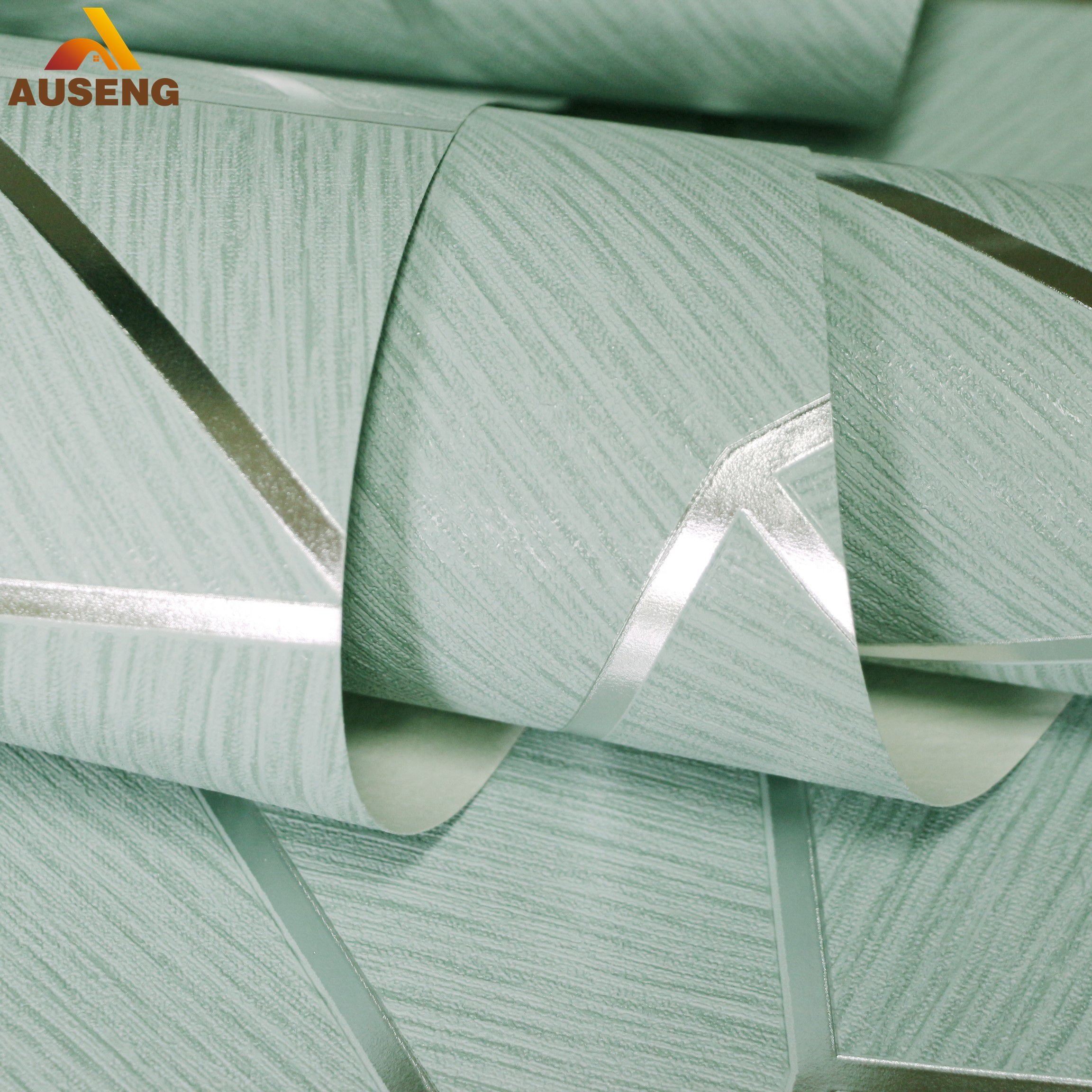 Wholesale Home Decoration Hexagon Wall Paper Hd Metallic Papier Peint Geometric Pvc Wallpaper Rolls For Living Room