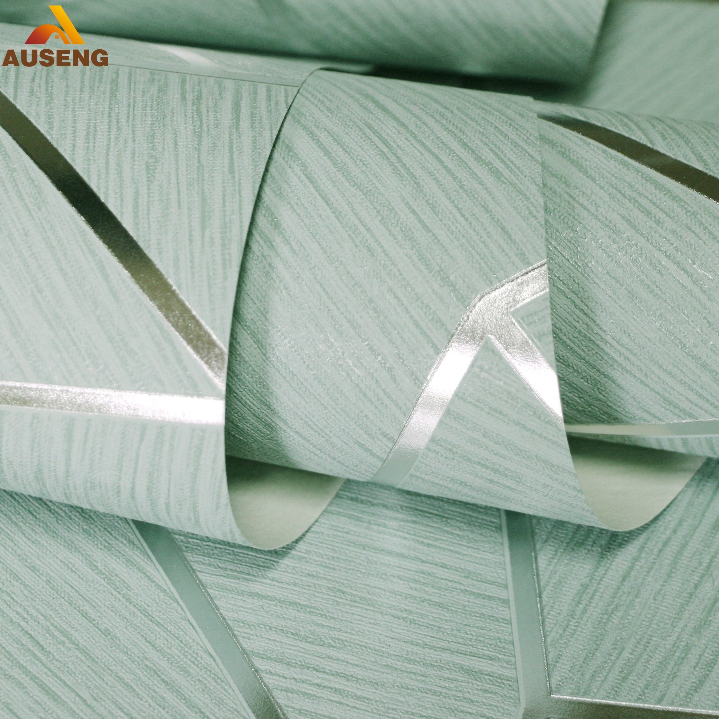 Wholesale Home Decoration Hexagon Wall Paper Hd Metallic Papier Peint Geometric Pvc Wallpaper Rolls For Living Room