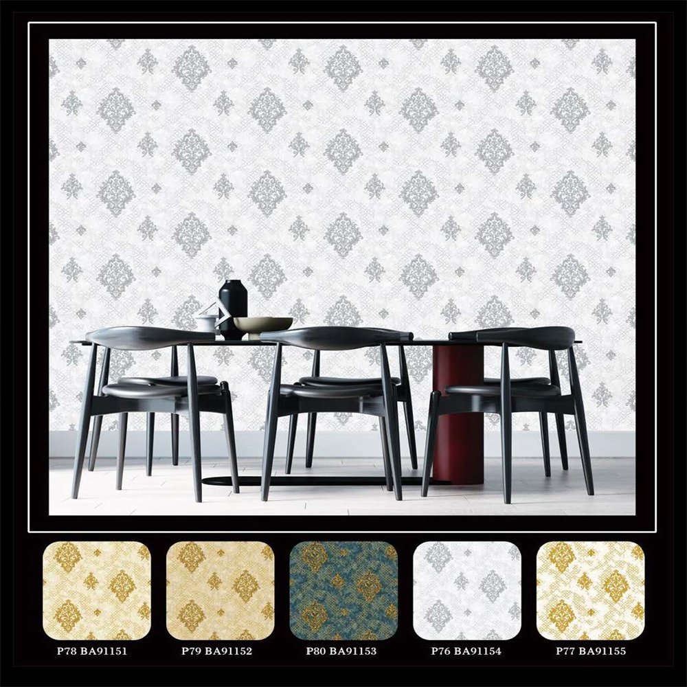 7D embossed European flower damask classical luxury waterproof papier peint wedding hall and bedroom anti static wallpaper