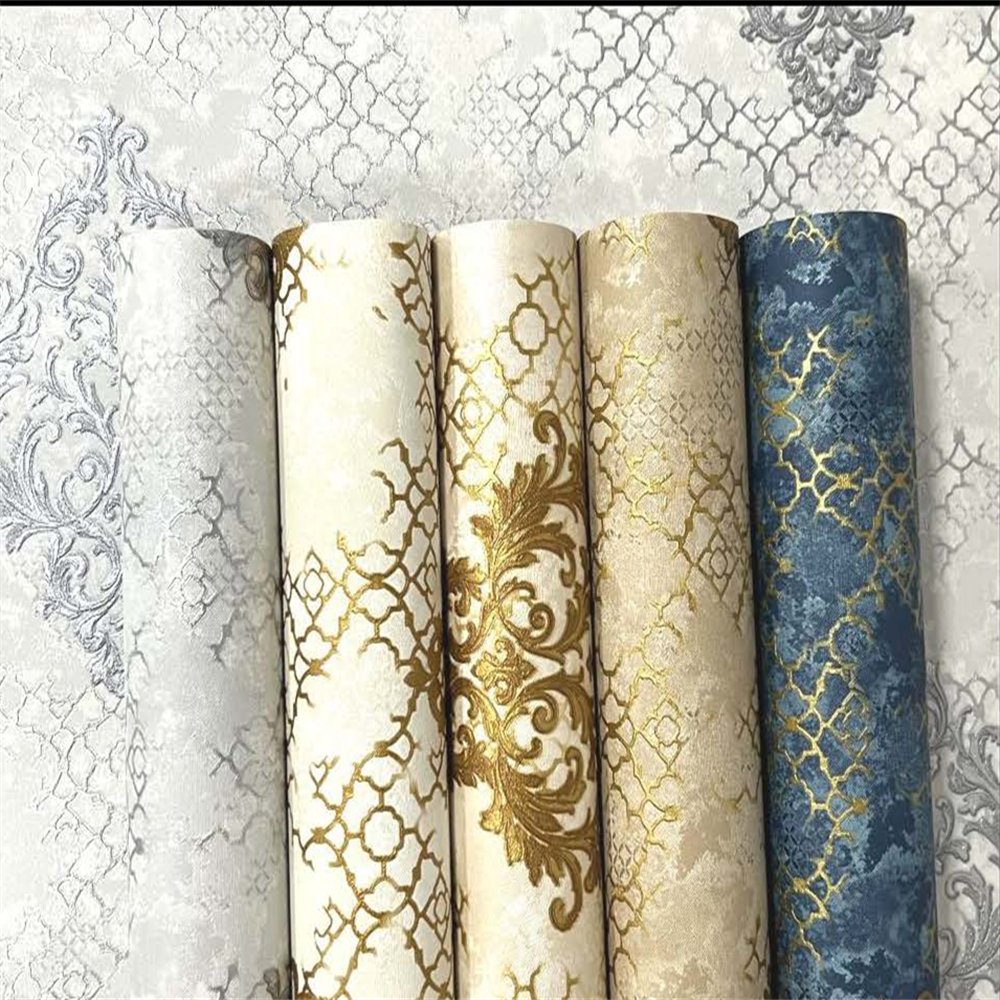 7D embossed European flower damask classical luxury waterproof papier peint wedding hall and bedroom anti static wallpaper