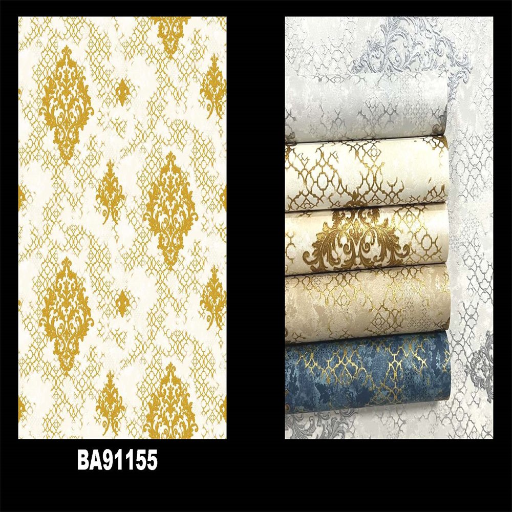 7D embossed European flower damask classical luxury waterproof papier peint wedding hall and bedroom anti static wallpaper