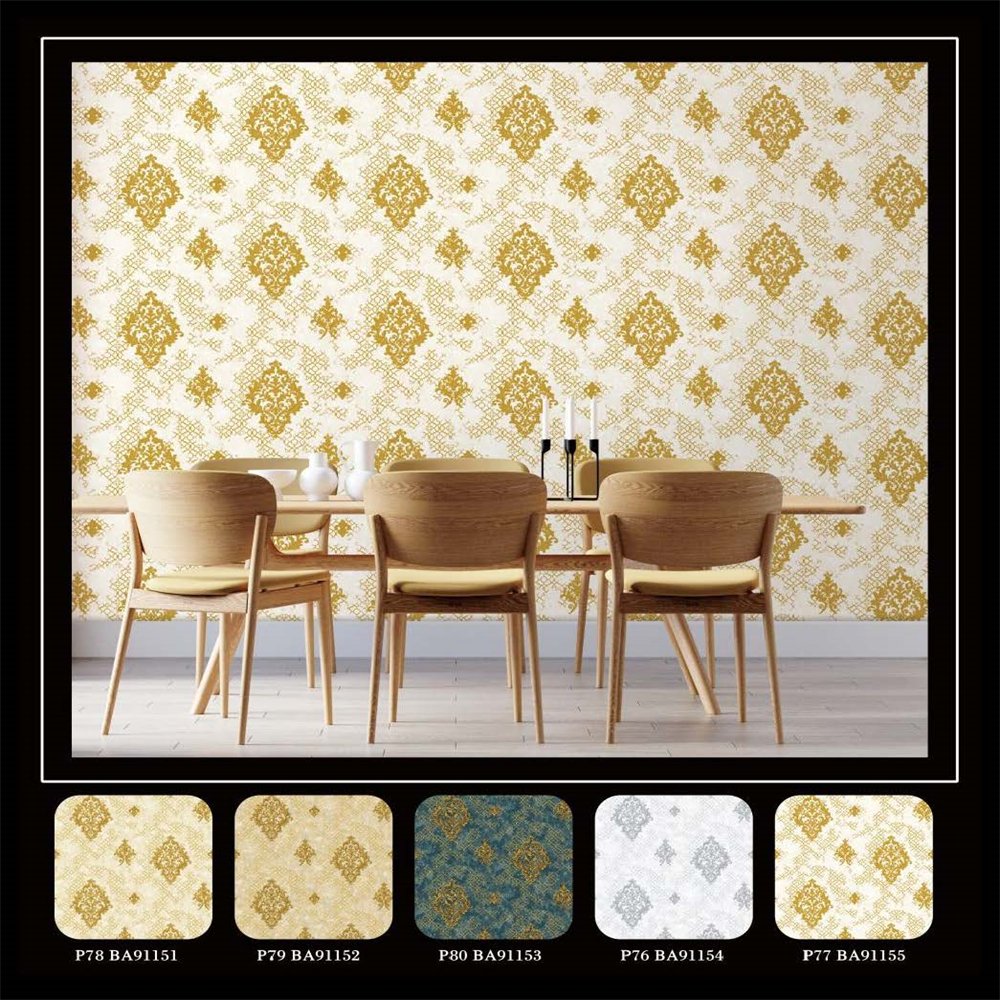 7D embossed European flower damask classical luxury waterproof papier peint wedding hall and bedroom anti static wallpaper