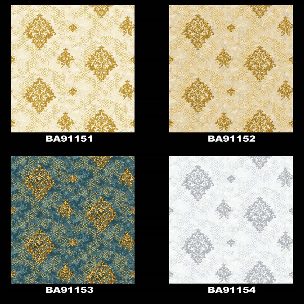 7D embossed European flower damask classical luxury waterproof papier peint wedding hall and bedroom anti static wallpaper