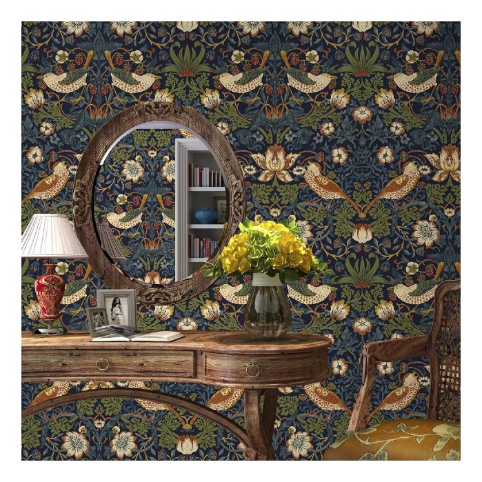Beautiful Classical Floral Design Flocking Wallpaper For Living Room