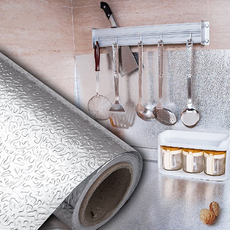 Kitchen Oil-proof Waterproof Stickers Self adhesive Wallpaper Self adhesive flexible Reflective Film Sticker For Kitchen