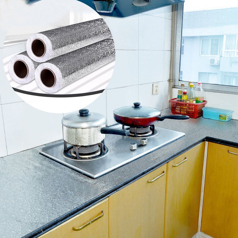 Kitchen Oil-proof Waterproof Stickers Self adhesive Wallpaper Self adhesive flexible Reflective Film Sticker For Kitchen