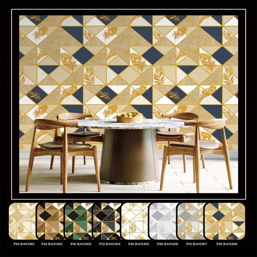Light luxury simple geometry leaves natural wallpaper nordic gold patterned for office decoration wallpaper
