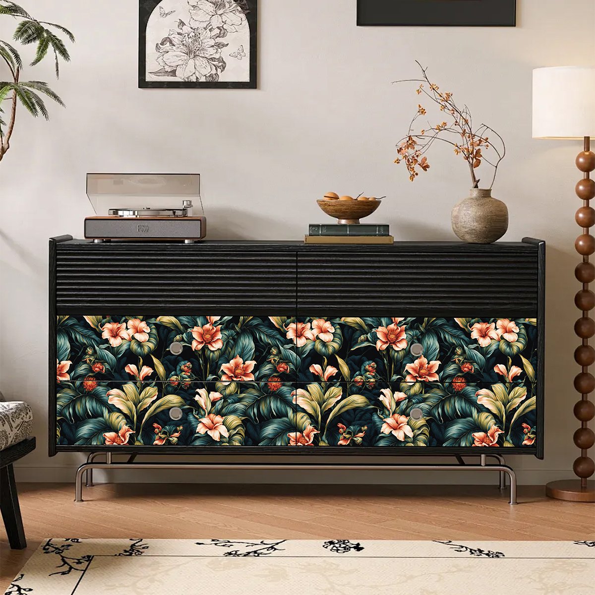 Flower and plant high-end wallpaper self-adhesive flower wallpaper TV background wall decoration