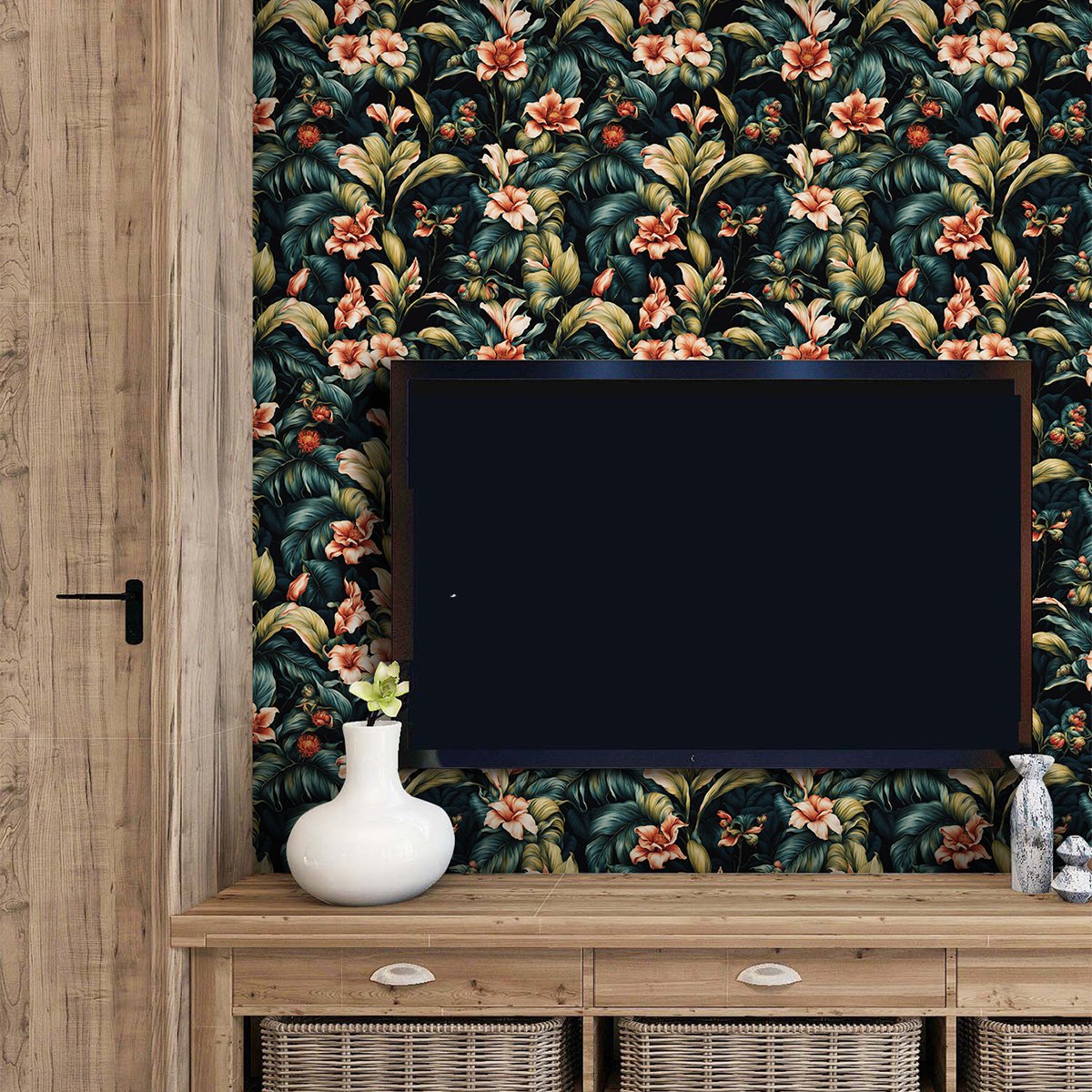 Flower and plant high-end wallpaper self-adhesive flower wallpaper TV background wall decoration