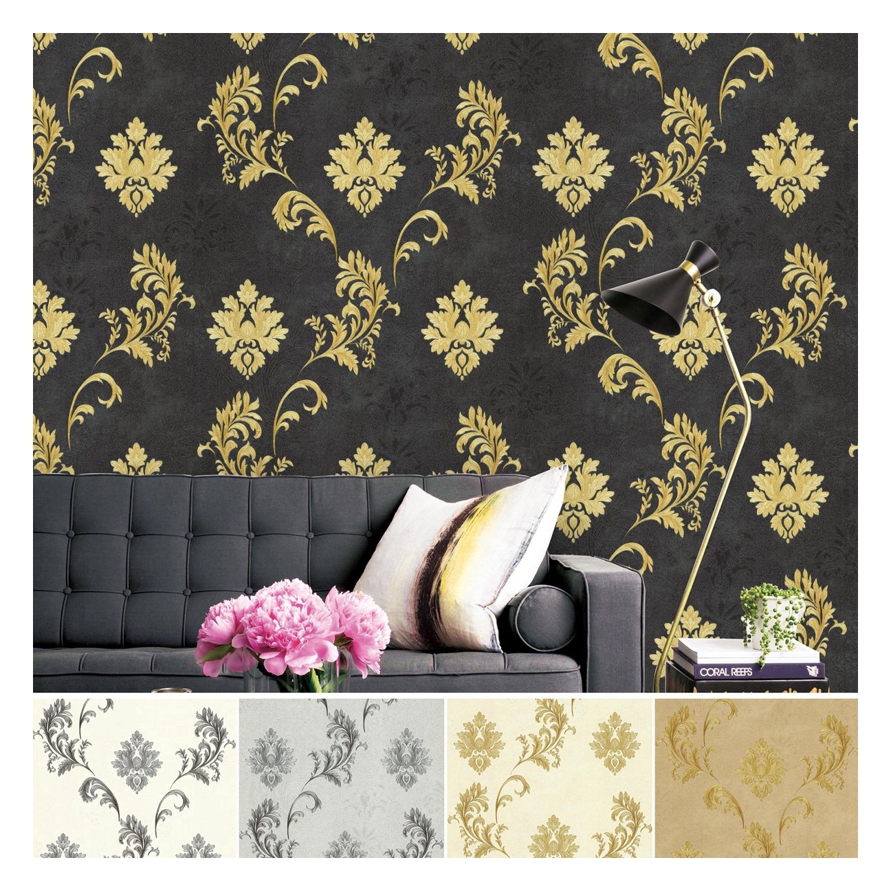 Maple leaf designw wallpaper 3d pvc for living room decoration