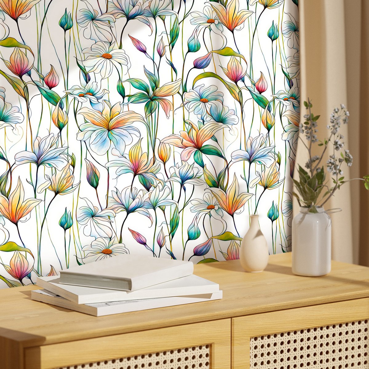 Peel And Stick Wallpaper Abstract Rainbow Black White Removable Contactpaper For Home Kitchen Bathroom Decorations