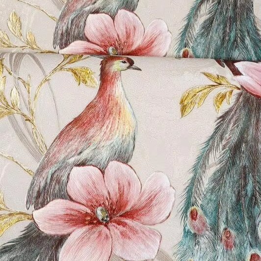 Wholesale Cheap Price Hot selling Ready Stock New Design Classic Phoenix Unique PVC Wallpaper for Home Decor