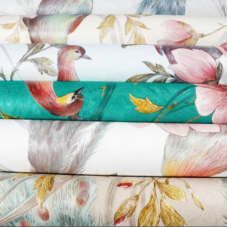 Wholesale Cheap Price Hot selling Ready Stock New Design Classic Phoenix Unique PVC Wallpaper for Home Decor