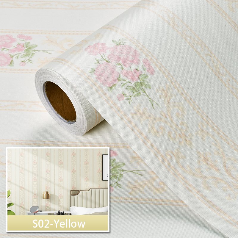Stripe Floral Self-adhesive Wallpaper Roll for Home Renovation Student Dormitory Study Bedroom Printed Flower DIY