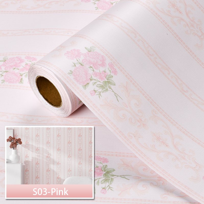Stripe Floral Self-adhesive Wallpaper Roll for Home Renovation Student Dormitory Study Bedroom Printed Flower DIY