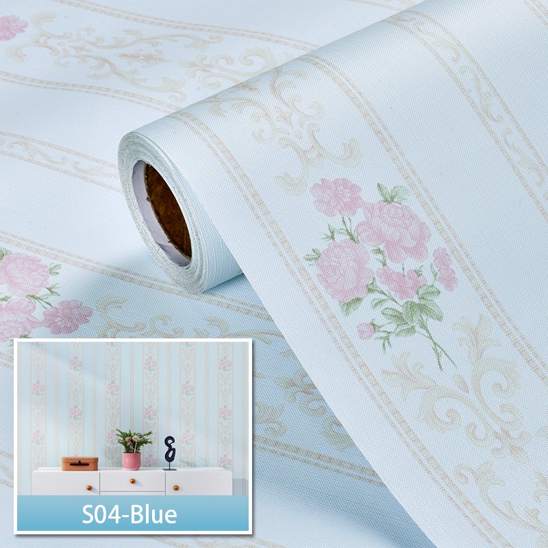Stripe Floral Self-adhesive Wallpaper Roll for Home Renovation Student Dormitory Study Bedroom Printed Flower DIY