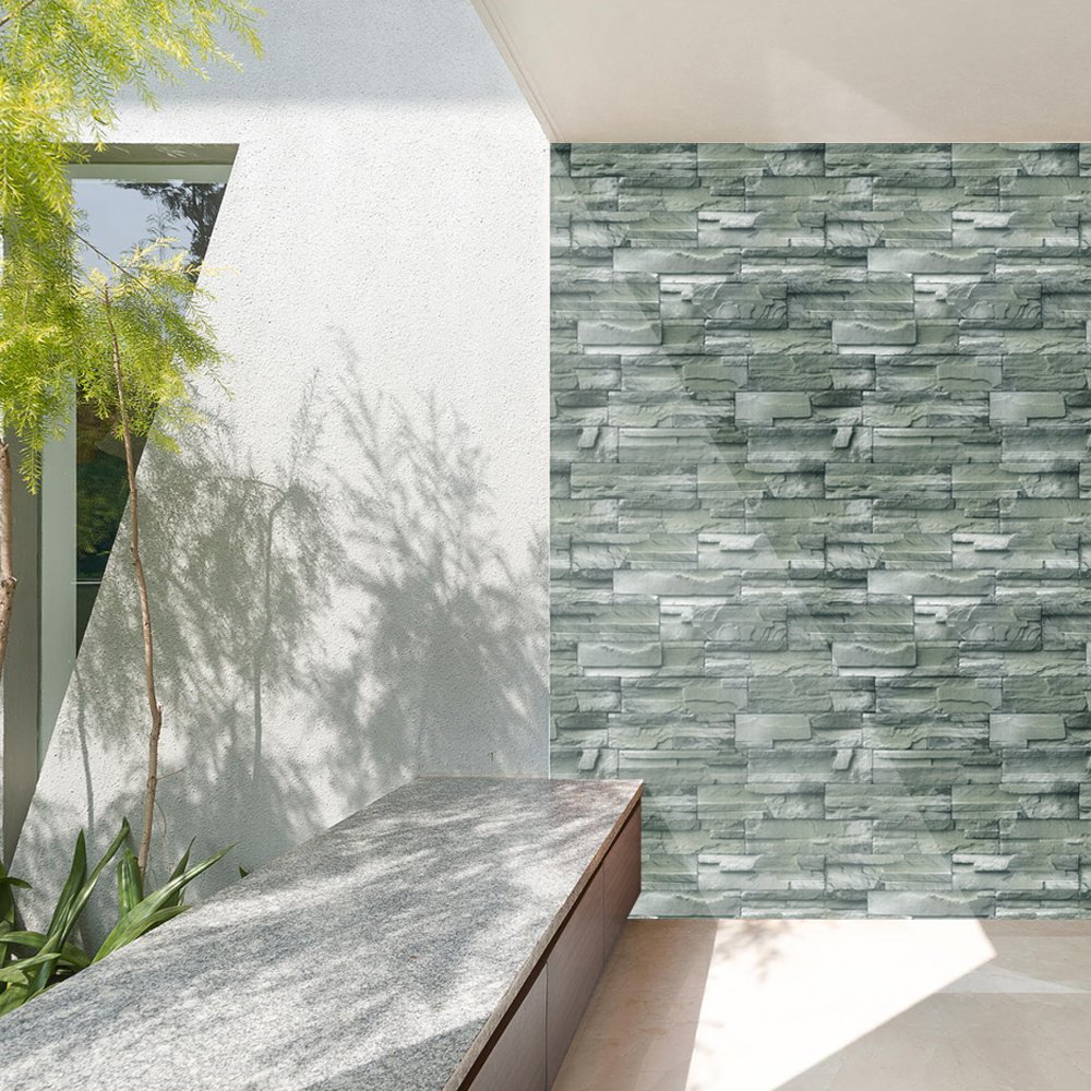 ORON DECO White Stone Sticker Roll 3D Brick PVC Self-Adhesive Peel Stick Wallpaper Kids Style Moisture-Proof Home Decoration