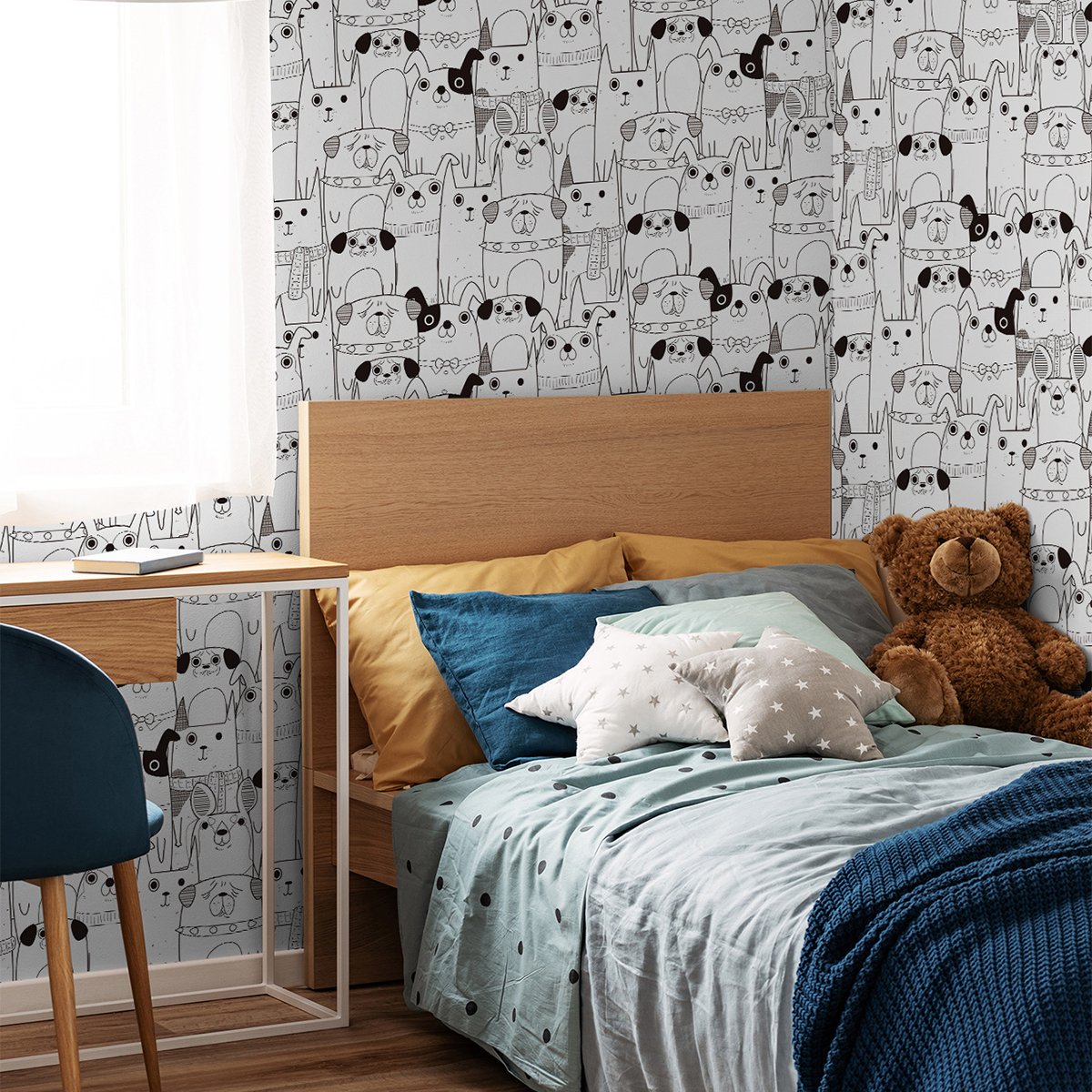 Cartoon painted series wallpaper with high-end feel, waterproof and moisture-proof decorative wallpaper, warm background wall