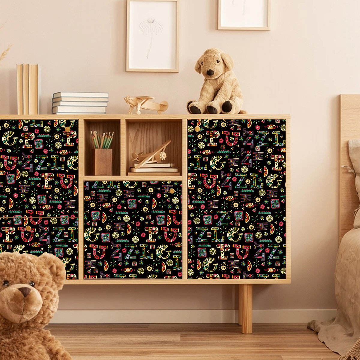 Cartoon painted series wallpaper with high-end feel, waterproof and moisture-proof decorative wallpaper, warm background wall