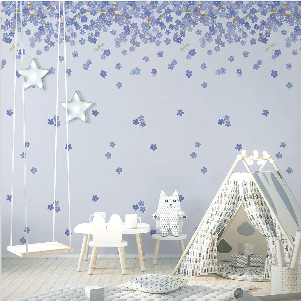 Fresh Flowers Design Vinyl Wallpaper for Children's Wall