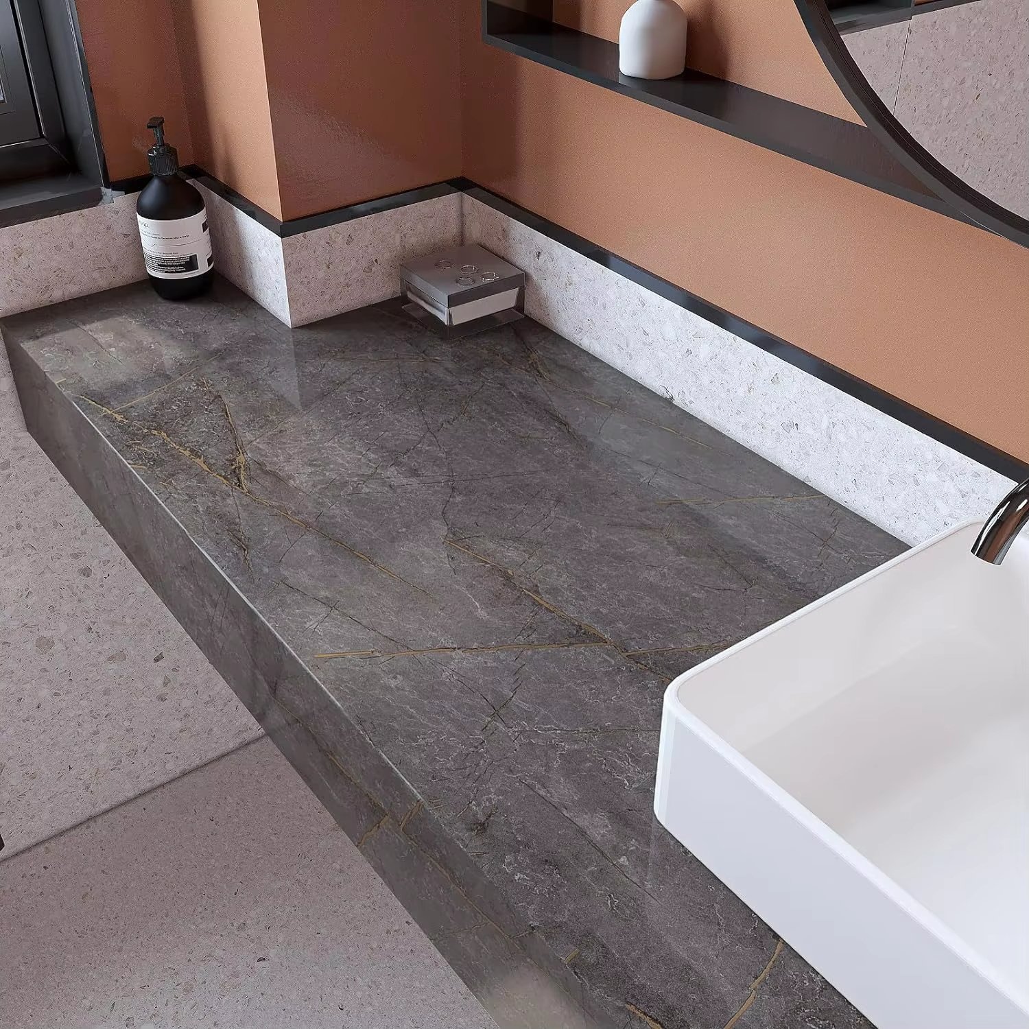 Removable Marble Wallpaper Peel and Stick Wallpaper Marble Wall Self Adhesive for Kitchen Cabinets