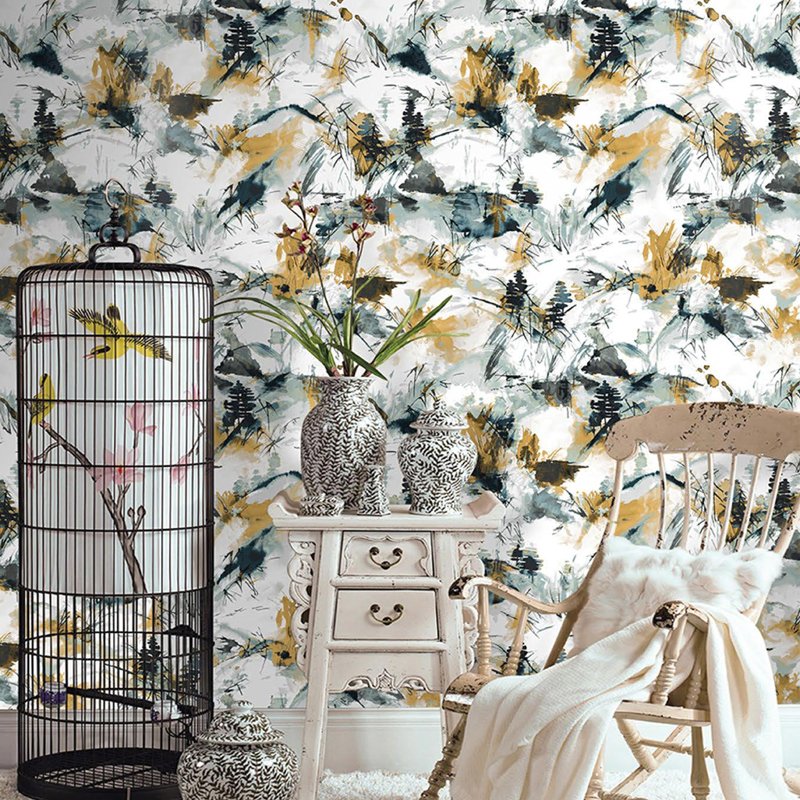 Botanical wallpaper interior wall decoration non woven Floral wallpaper