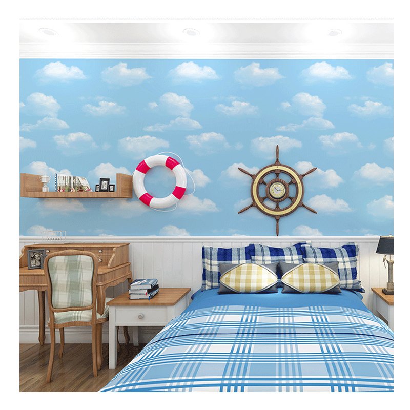 Blue Sky White Cloud Wallpaper Personalized Non woven Wallpaper