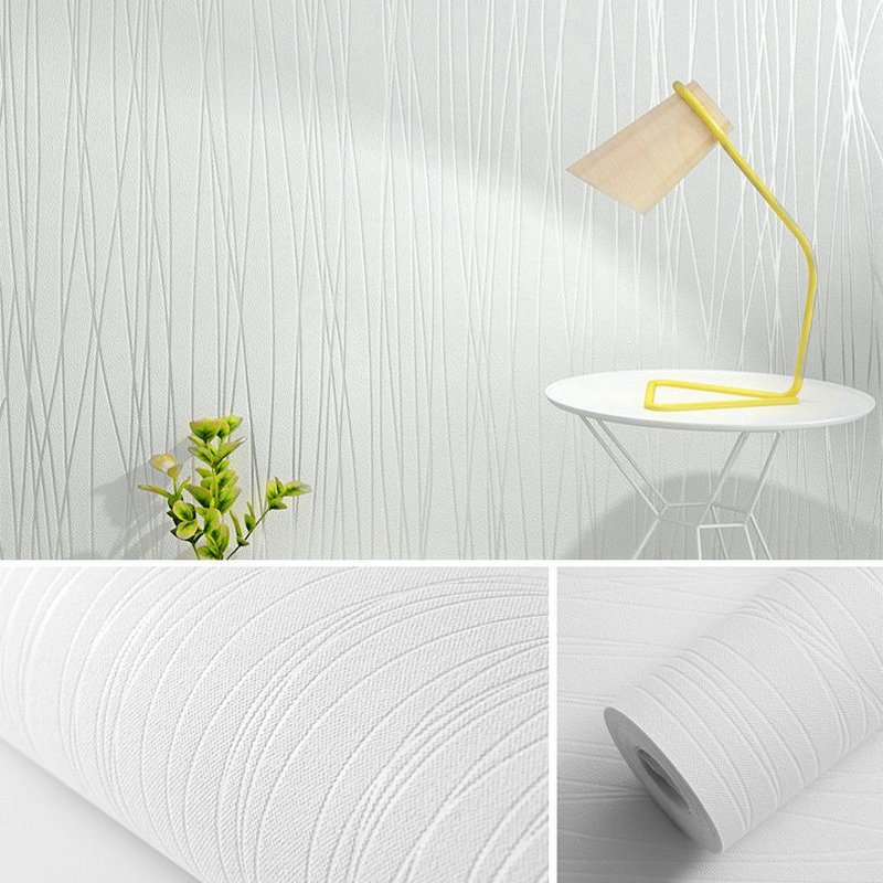 Hot sale waterproof self-adhesive Pure Color Non-Woven Wallpaper Modern Simple Stripes Bedroom Hotel Home Decoration Wallpaper