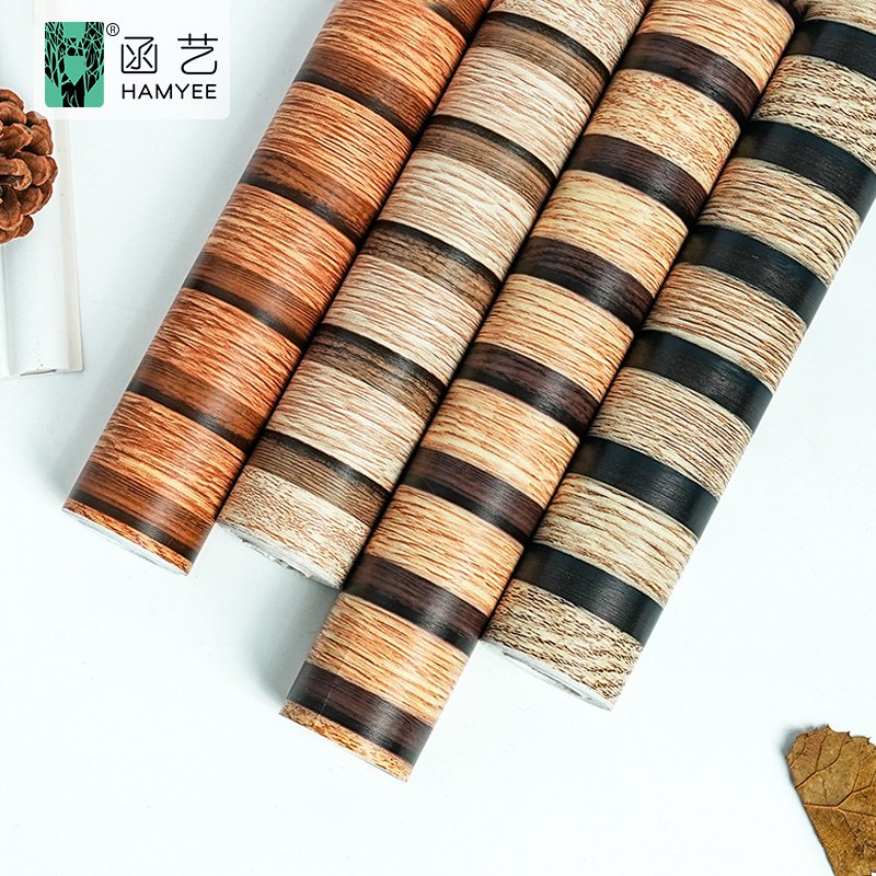 Wholesale wood grille peel and stick pvc wallpaper rolls 3d wall paper adhesive for home decoration