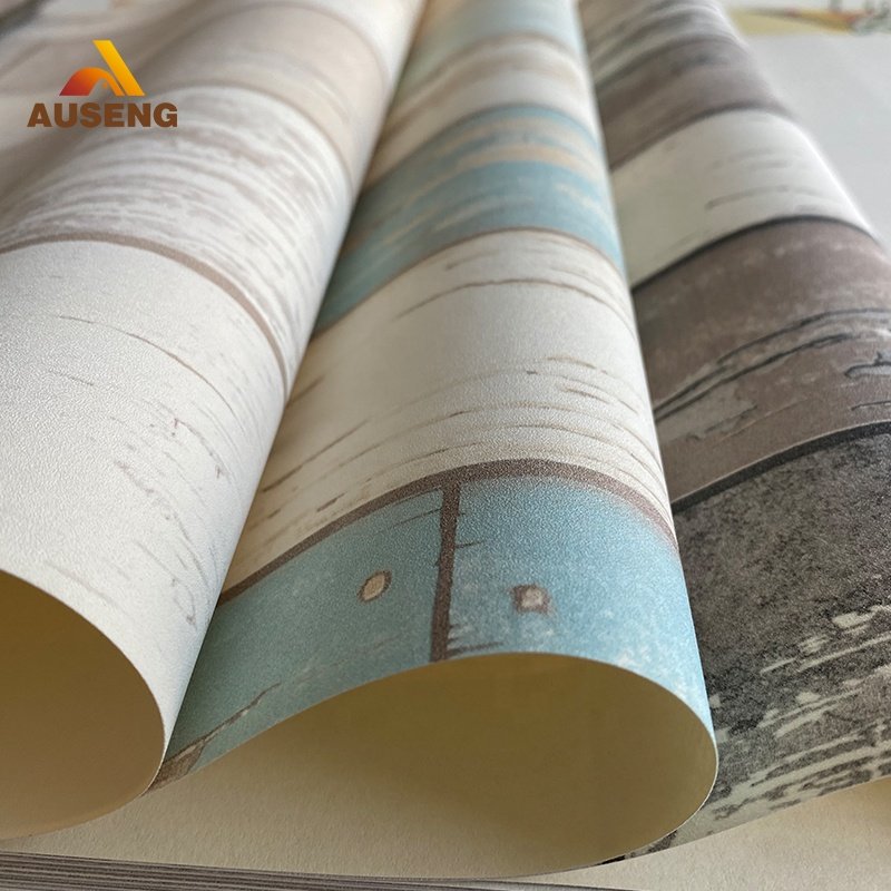 Best Wallpaper Manufacture Auseng Pvc Stripped Pattern Hd 3D Mural Wallpaper Modern Design Wall Paper Rolls