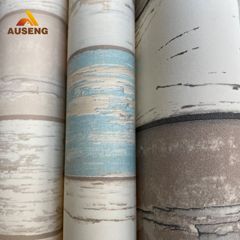 Best Wallpaper Manufacture Auseng Pvc Stripped Pattern Hd 3D Mural Wallpaper Modern Design Wall Paper Rolls