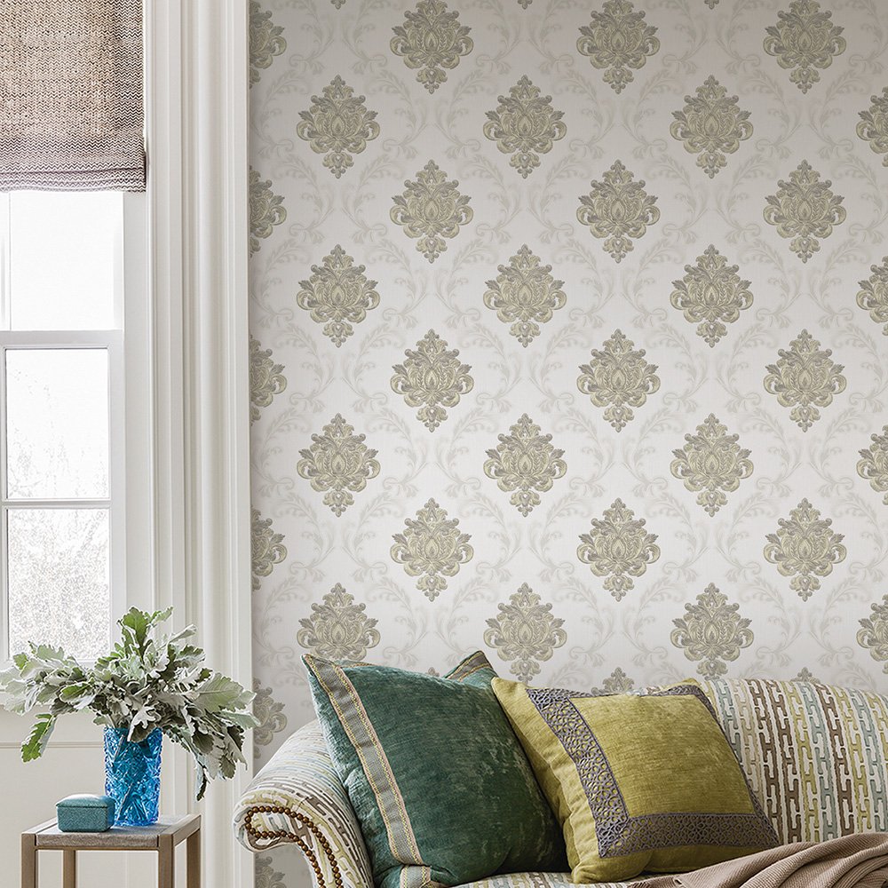 Damask Design Non-woven PVC Wallpapers Wall Coating