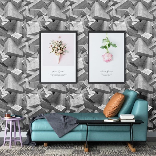3D Concrete Rock Pattern 45cm Wallpaper Sticker Self-adhesive Wall Paper Decoration for Bedroom Living Room