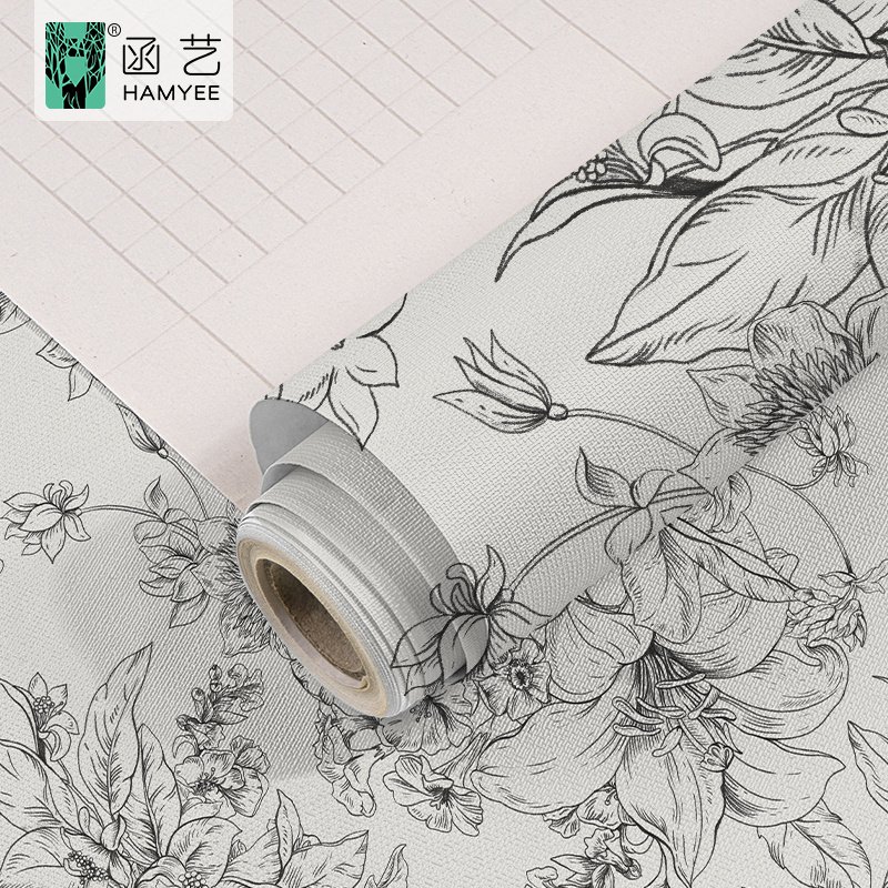 0.44*3m simplicity thicken vintage floral self-adhesive wallpaper roll for living room