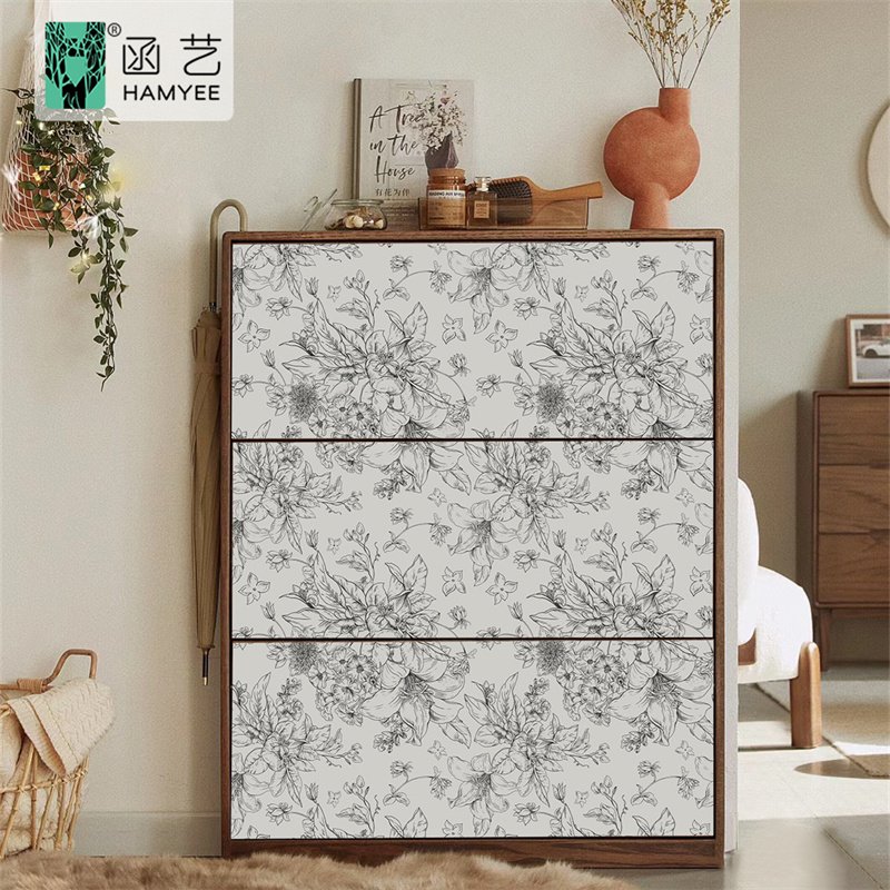 0.44*3m simplicity thicken vintage floral self-adhesive wallpaper roll for living room