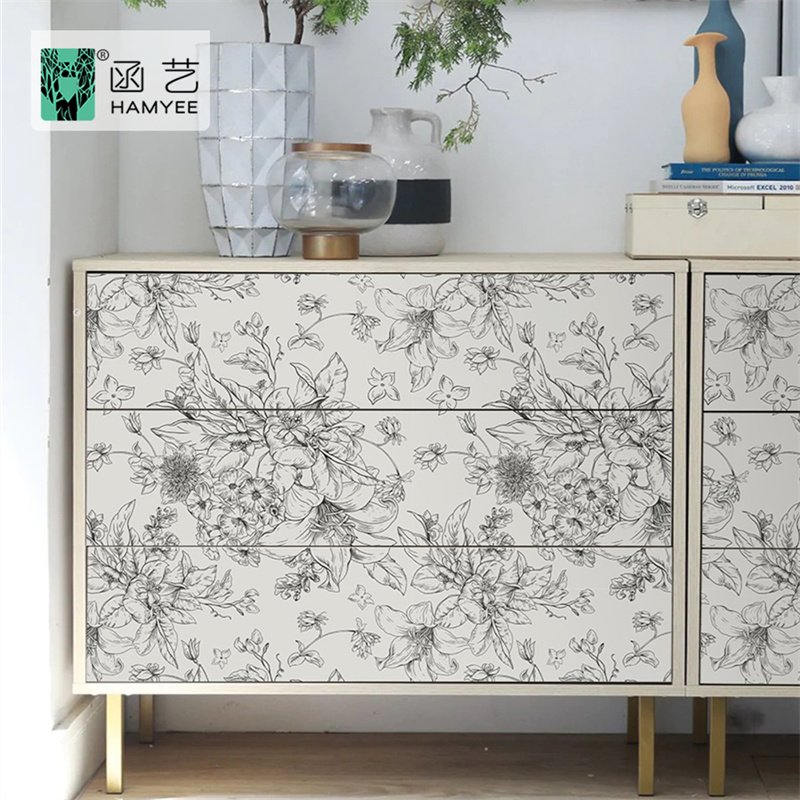 0.44*3m simplicity thicken vintage floral self-adhesive wallpaper roll for living room
