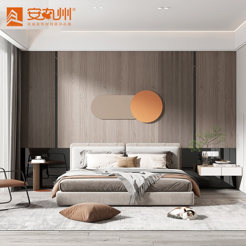 Interior decoration with triangle customizable bamboo and wood grille wall panels