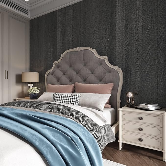 ORON Cheap Black wallpaper Peel and Stick removable self adhesive Wall paper Herringbond wood wallpaper for bedroom