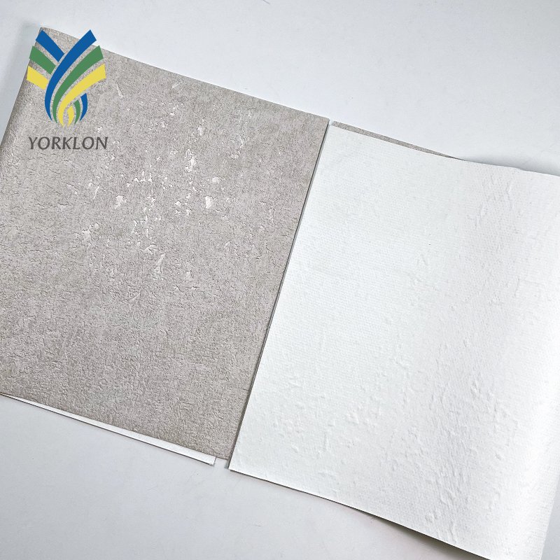 YMJ-001 Wholesale Waterproof Plain Grey Modern Wall Decor Textured Fabric Backed Vinyl Cement Concrete Wallpaper Rolls