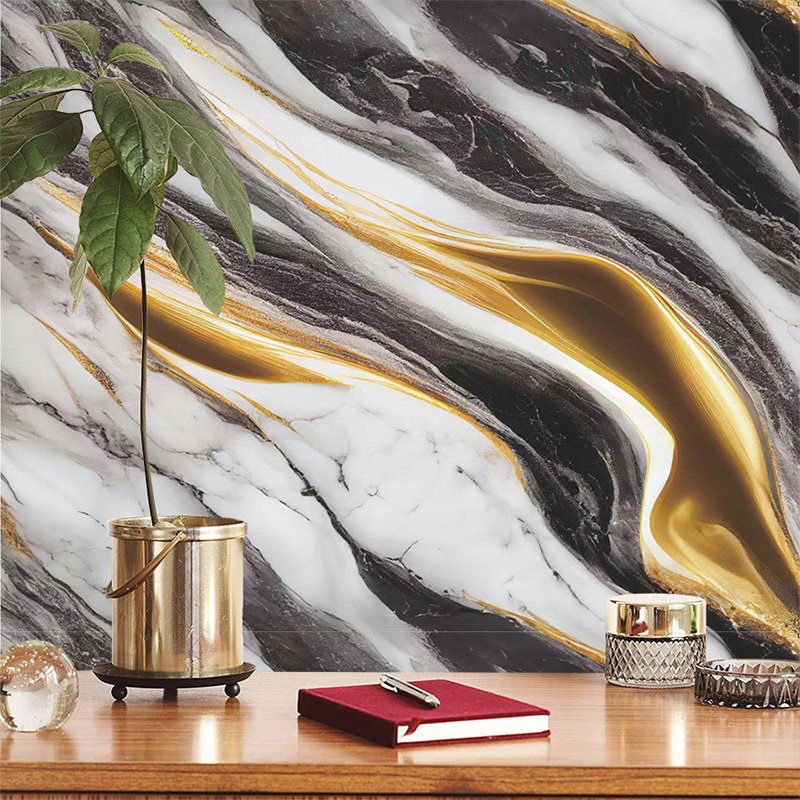 Removable 3d geometric wallpapers granite gilt marble stickers waterproof vinyl self adhesive wall paper for home kitchen decor