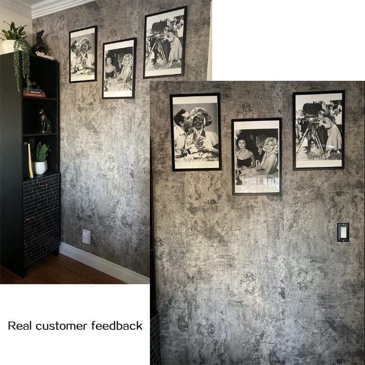 PVC Textured Concrete Peel and Stick Wallpaper Contact Paper Waterproof Self Adhesive Vinyl Cement Wall Paper for Bedroom Wall