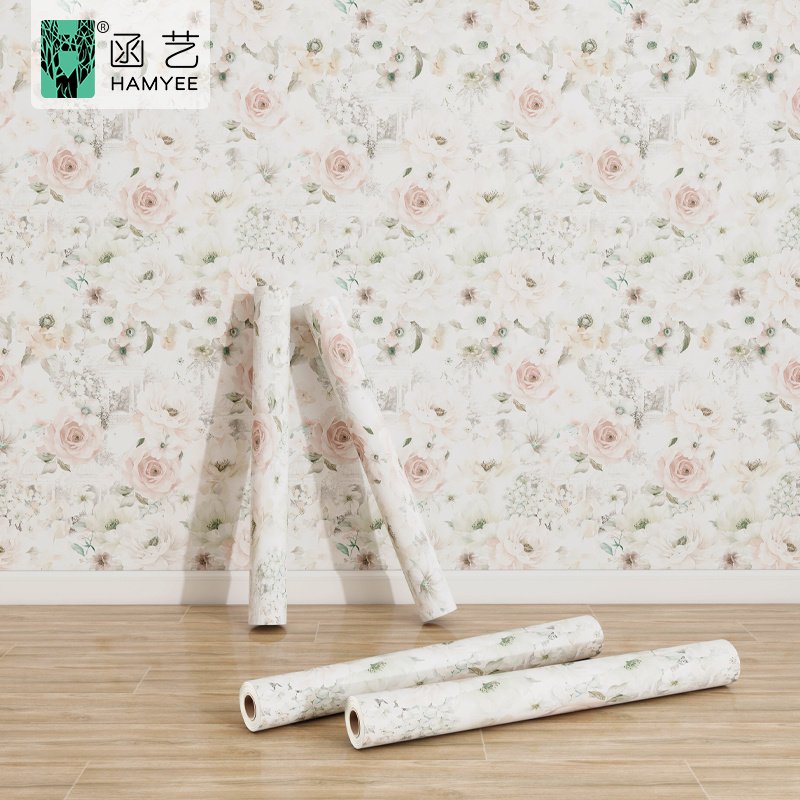Floral wallpaper/wall coating peel and stick self adhesive removable watercolor floral vinyl flower contact paper for home