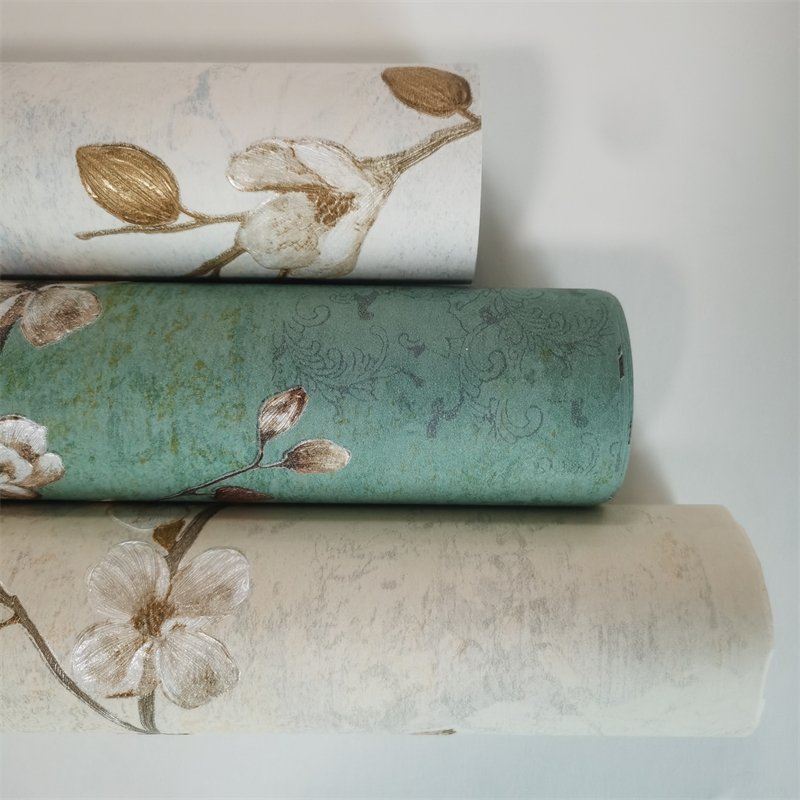 Waterproof PVC Non-Self Adhesive Floral Decorative Wallpaper For Bathroom Kitchen