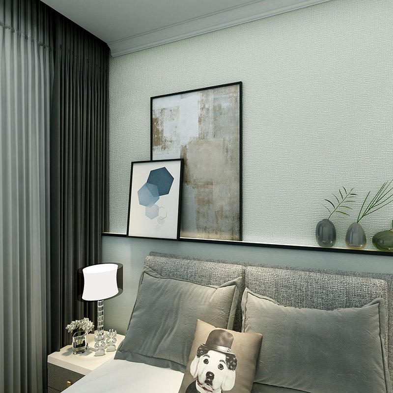 Simple and solid linen grid wallpaper for bedroom living room study room hotel background wall personalized wallpaper