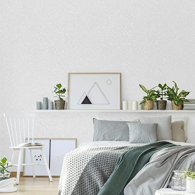 3D White Peel and Stick Wallpaper Self Adhesive Embossed White Removable Kitchen Wallpaper Vinyl Silk Textured Wallpaper Cabinet