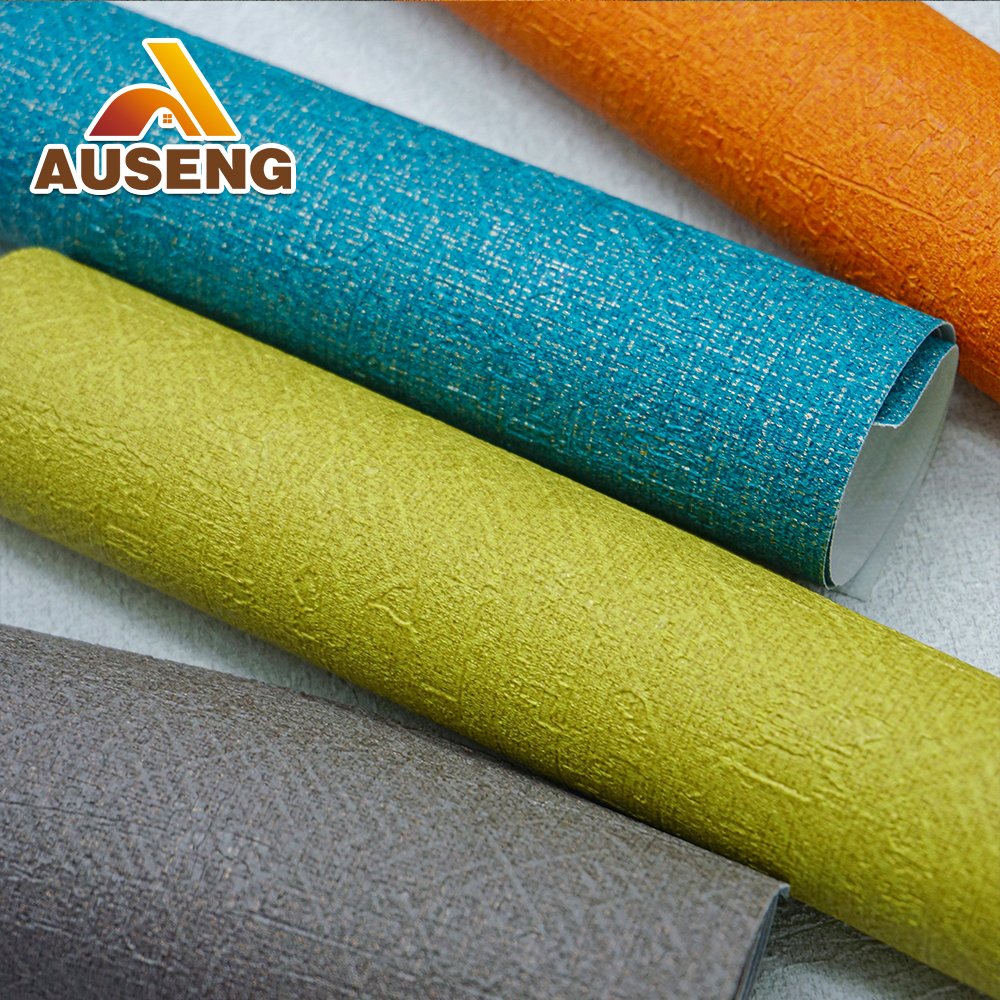Fasion Interior Room Decorative Fabric Backed ASTM E84 Class A Certification Textured Vinyl Wallpaper PVC Wallcovering