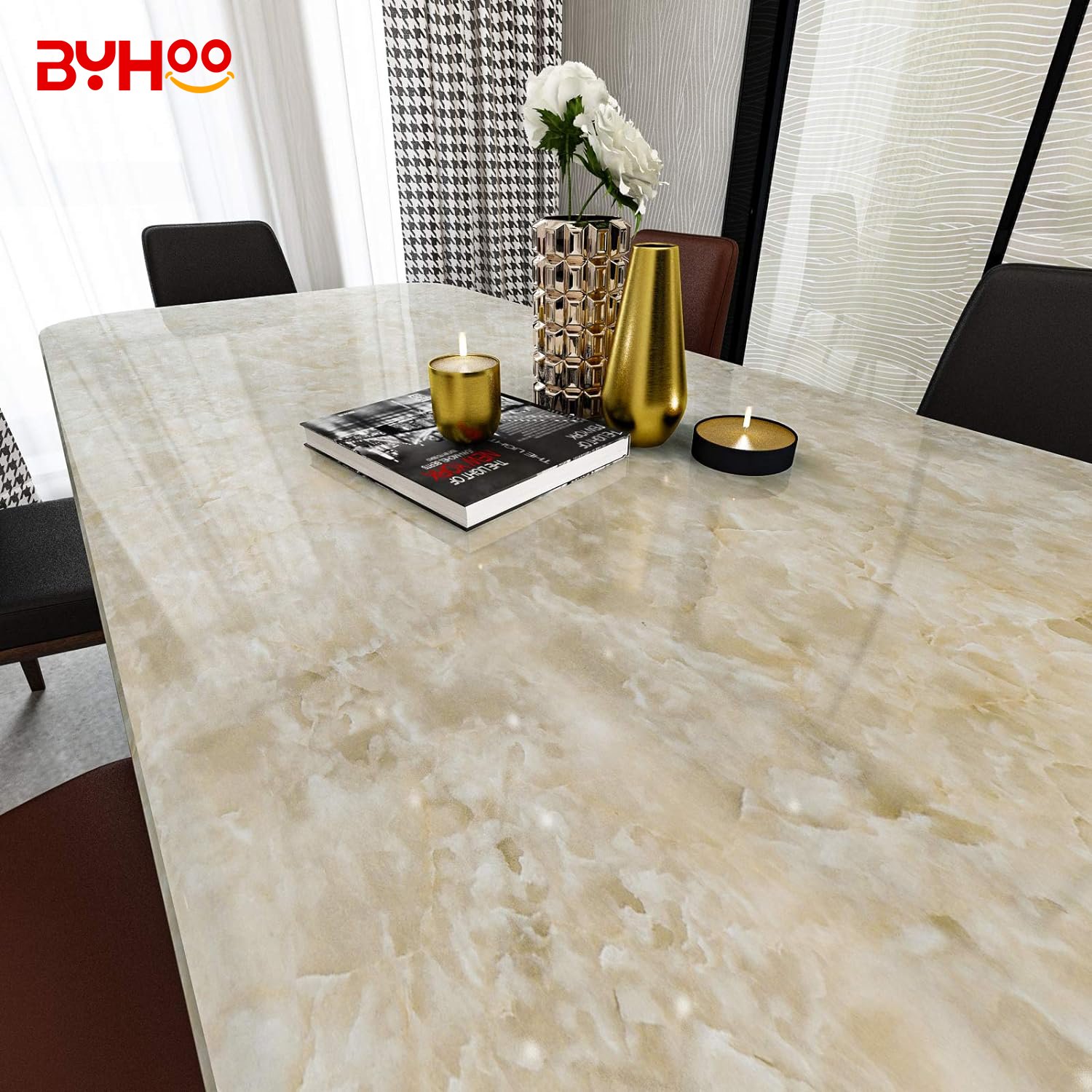 2024 New model launched Marble Look golden wallpaper Quartz Slab pvc wallpaper Kitchen Countertop