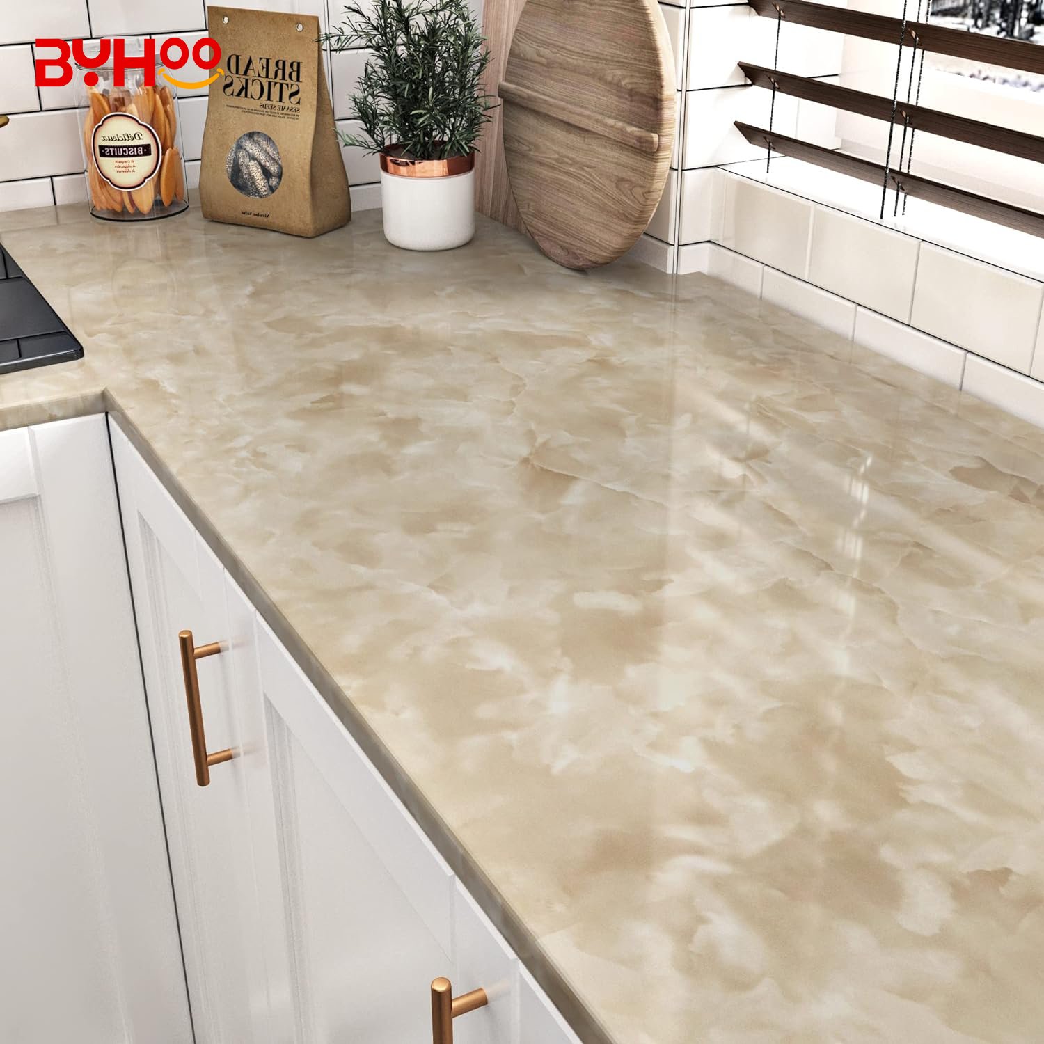 2024 New model launched Marble Look golden wallpaper Quartz Slab pvc wallpaper Kitchen Countertop